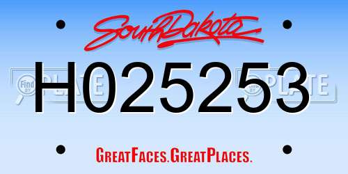 H025253 South Dakota License Plate