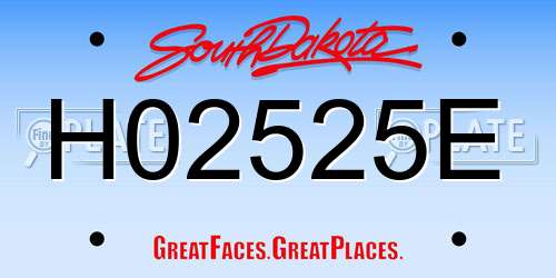 H02525E South Dakota License Plate