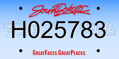 H025783 South Dakota License Plate