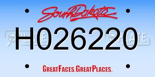 H026220 South Dakota License Plate