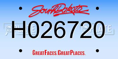 H026720 South Dakota License Plate