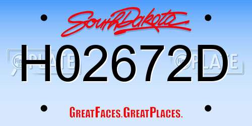 H02672D South Dakota License Plate