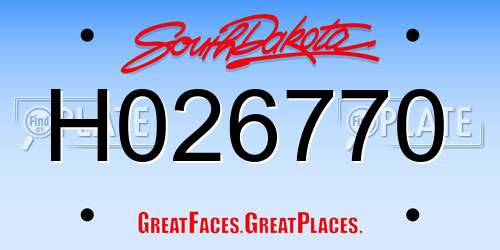 H026770 South Dakota License Plate