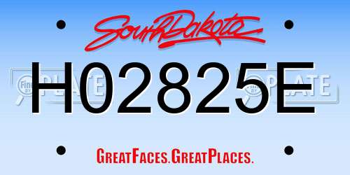 H02825E South Dakota License Plate