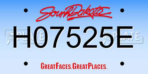 H07525E South Dakota License Plate