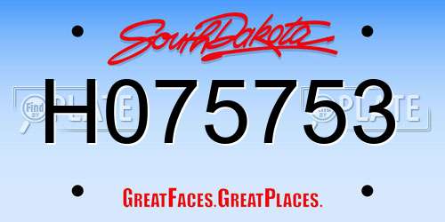 H075753 South Dakota License Plate