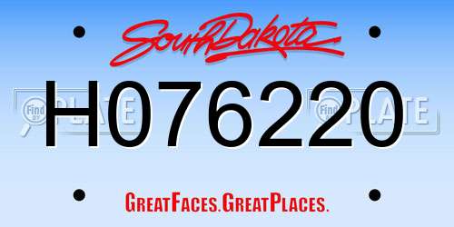 H076220 South Dakota License Plate