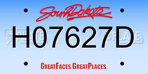 H07627D South Dakota License Plate