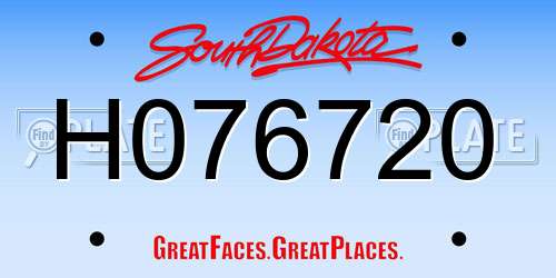 H076720 South Dakota License Plate