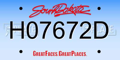 H07672D South Dakota License Plate