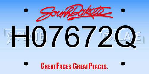 H07672Q South Dakota License Plate