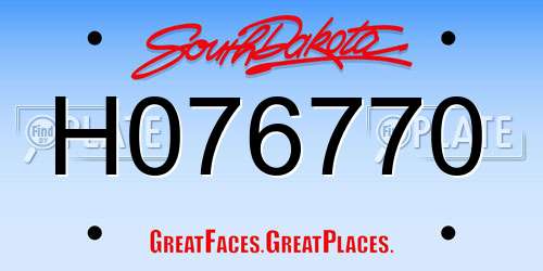 H076770 South Dakota License Plate