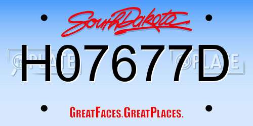 H07677D South Dakota License Plate