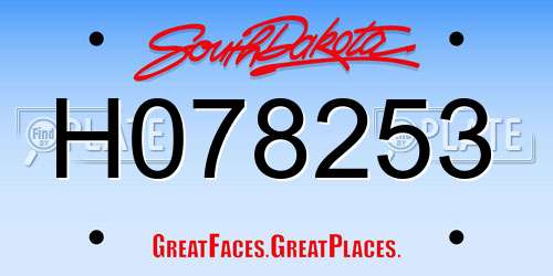 H078253 South Dakota License Plate