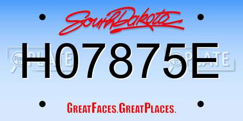 H07875E South Dakota License Plate