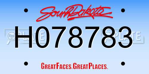H078783 South Dakota License Plate