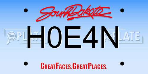 H0E4N South Dakota License Plate
