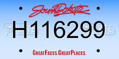 H116299 South Dakota License Plate