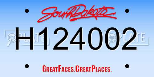 H124002 South Dakota License Plate