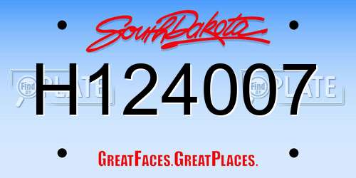 H124007 South Dakota License Plate
