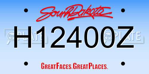 H12400Z South Dakota License Plate