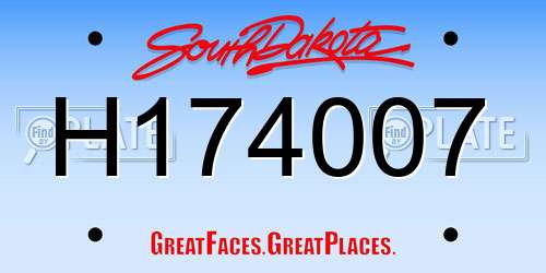 H174007 South Dakota License Plate
