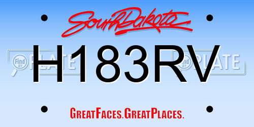 H183RV South Dakota License Plate