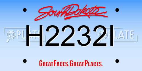 H2232I South Dakota License Plate