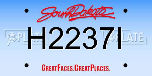 H2237I South Dakota License Plate