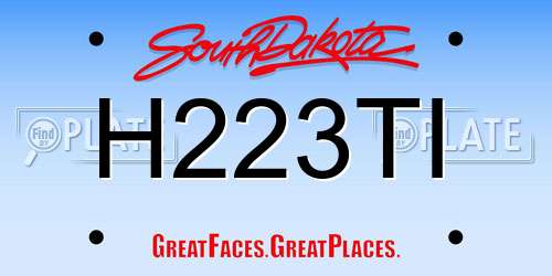 H223TI South Dakota License Plate