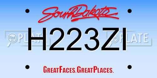 H223ZI South Dakota License Plate