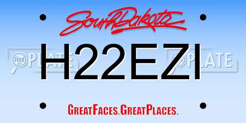 H22EZI South Dakota License Plate