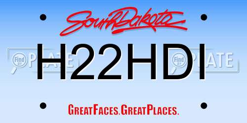 H22HDI South Dakota License Plate