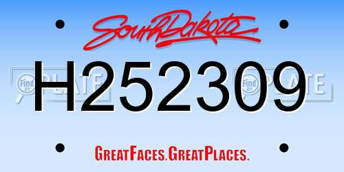 H252309 South Dakota License Plate