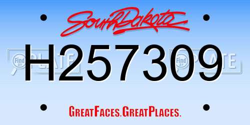 H257309 South Dakota License Plate