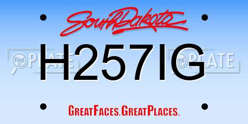 H257IG South Dakota License Plate