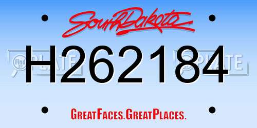 H262184 South Dakota License Plate