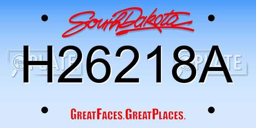 H26218A South Dakota License Plate