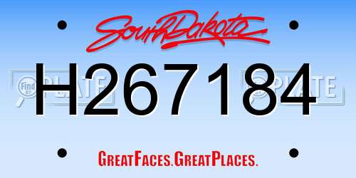 H267184 South Dakota License Plate