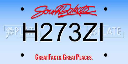 H273ZI South Dakota License Plate