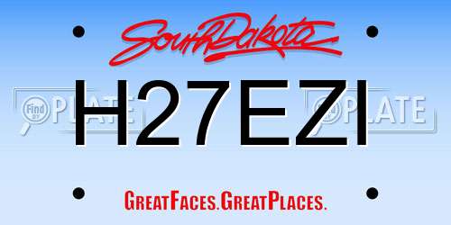 H27EZI South Dakota License Plate