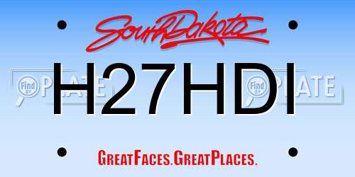 H27HDI South Dakota License Plate