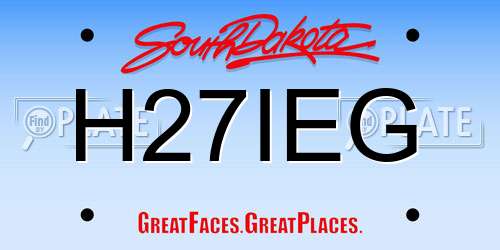 H27IEG South Dakota License Plate