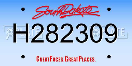 H282309 South Dakota License Plate