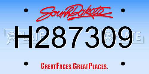 H287309 South Dakota License Plate