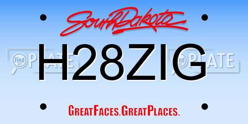 H28ZIG South Dakota License Plate