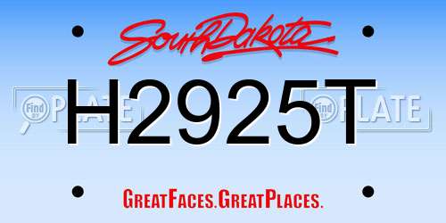 H2925T South Dakota License Plate