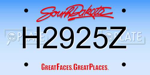 H2925Z South Dakota License Plate