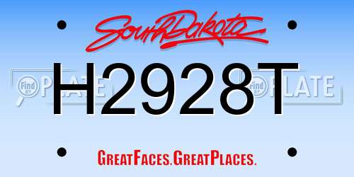 H2928T South Dakota License Plate