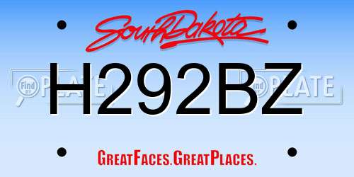H292BZ South Dakota License Plate